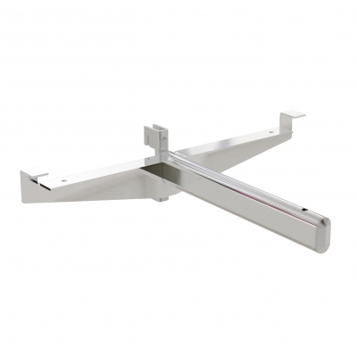 2280 - Single bracket for glass shelf thickness 8/12 mm, tube 30x15x1,2 mm. Compatible with:EURO, TURBOS, PROFILI P50* (2202A, 2204)TUBI P50* (TUT50100, TUT60100, TUR53100,TUR53102, TUR63100, TUR83100, TUQ30101,TUQ40100)