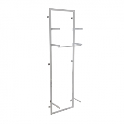 2694 KIT - Wall-fi xed frame, equipped with 1 pair of shelf brackets with under hanging rail and 2 shelf brackets (shelves not included).