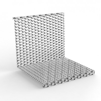 9694 - L-shape shelf in mesh stretched metal plate.