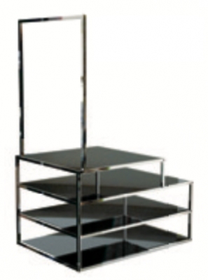 CUA700L - 4-shelves display equipped with a hanging cross bar and shelves