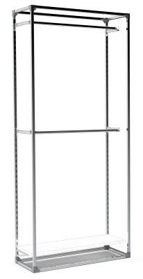 GILKIT17 - Freestanding slotted structure with 2 hanging bars, a pair of shelf brackets