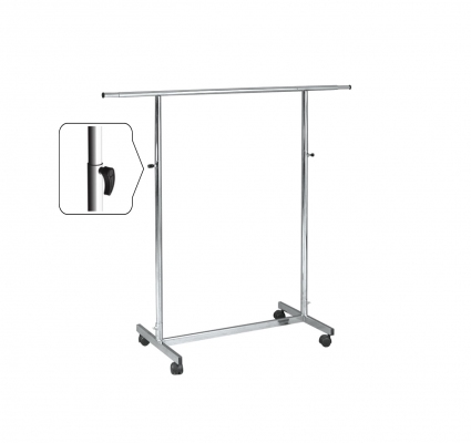 ST009R50R - Adjustable clothes stand with whole base. Wheels Ø50 mm