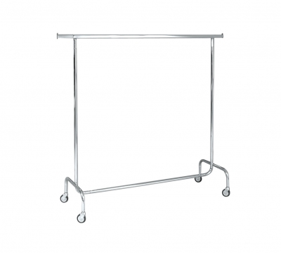 ST010R80F - Fixed single clothes stand, width cm 150. Wheels Ø 80 mm