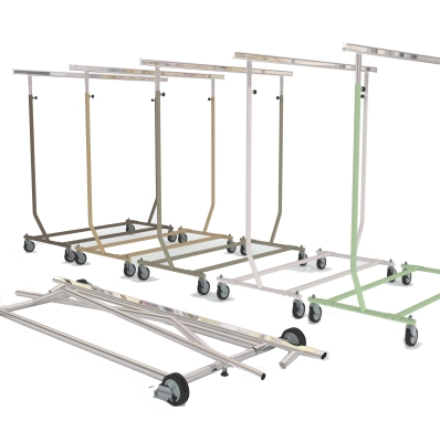ST028R80R - Collapsible garment rail with wheels Ø80mm - <b><mark>PRODUCT RUNNING OUT</mark></b>