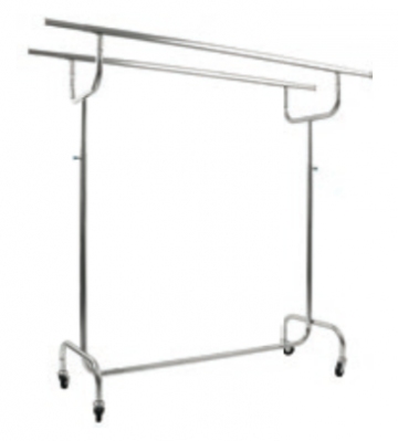 ST209R80B - Height-adjustable clothes-stand with double bar l=1500 wheels Ø80