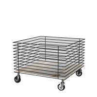 MGT005 - Low promotional basket in building rod with wooden shelf