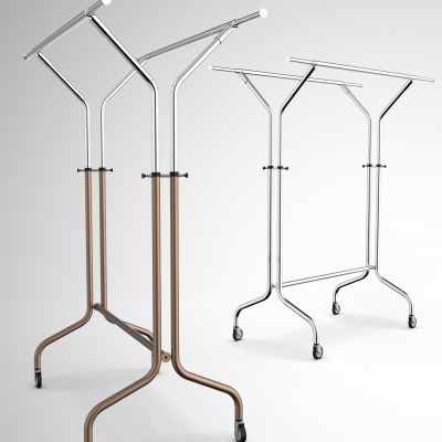 CIC070 - Height‐adjustable clothes‐stand with double bar in tube Ø35 mm